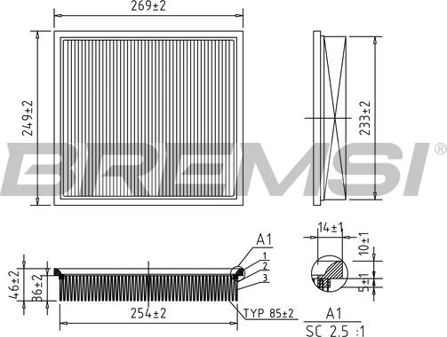 Bremsi FA1028 - Повітряний фільтр autocars.com.ua