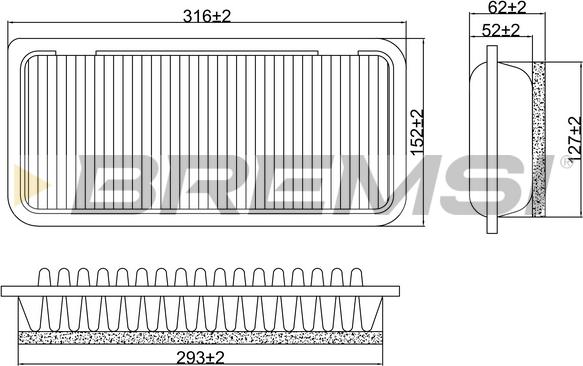 Bremsi FA1029 - Повітряний фільтр autocars.com.ua