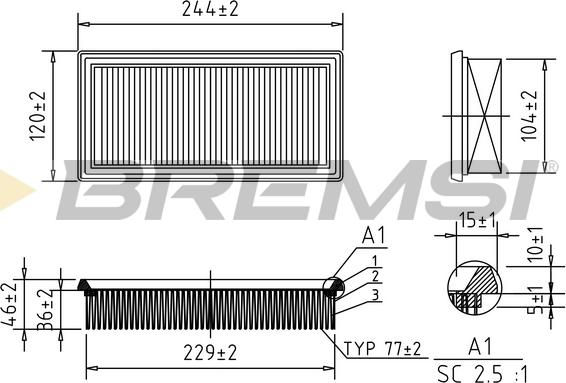 Bremsi FA1030 - Повітряний фільтр autocars.com.ua