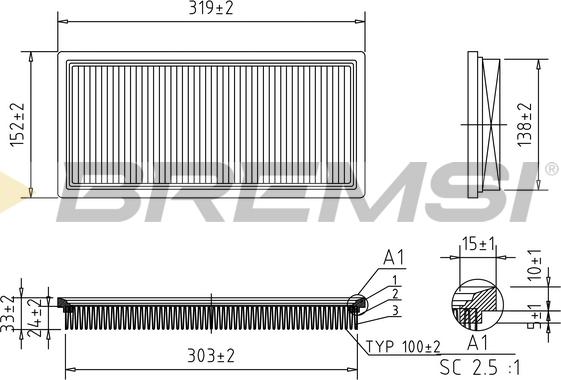 Bremsi FA1031 - Повітряний фільтр autocars.com.ua