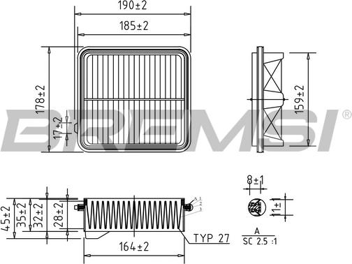 Bremsi FA1034 - Повітряний фільтр autocars.com.ua