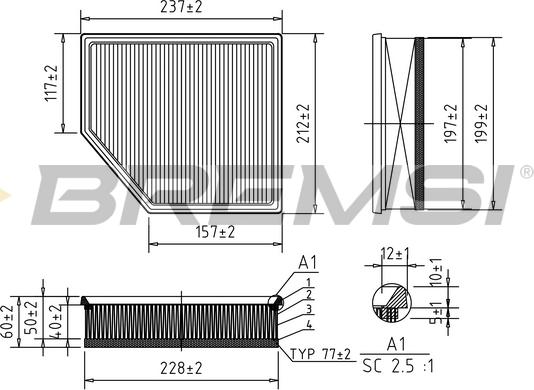 Bremsi FA1036 - Повітряний фільтр autocars.com.ua