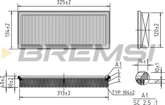 Bremsi FA1046 - Повітряний фільтр autocars.com.ua