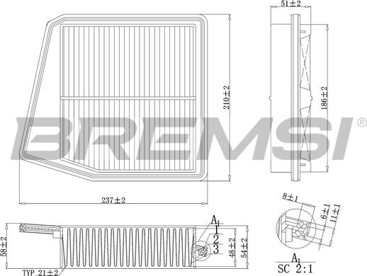 Bremsi FA1047 - Повітряний фільтр autocars.com.ua