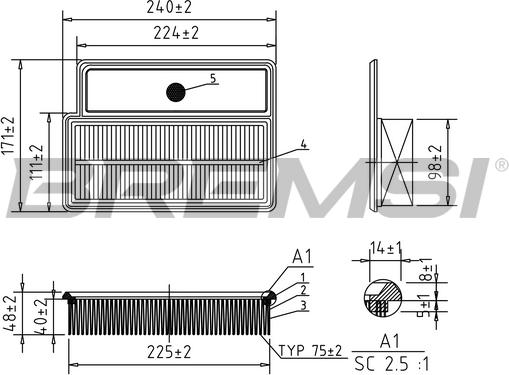 Bremsi FA1065 - Повітряний фільтр autocars.com.ua