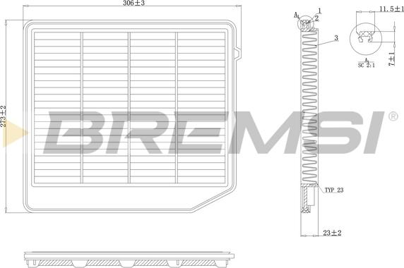 Bremsi FA1075 - Повітряний фільтр autocars.com.ua