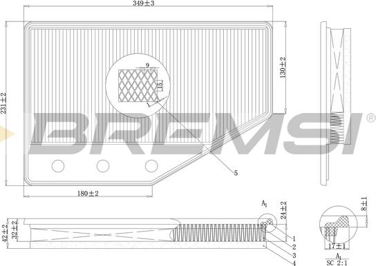 Bremsi FA1085 - Повітряний фільтр autocars.com.ua