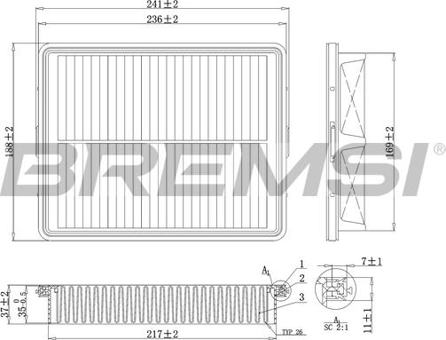 Bremsi FA1090 - Повітряний фільтр autocars.com.ua