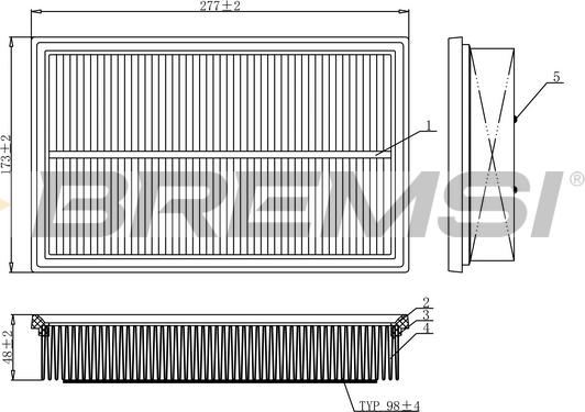 Bremsi FA1097 - Повітряний фільтр autocars.com.ua