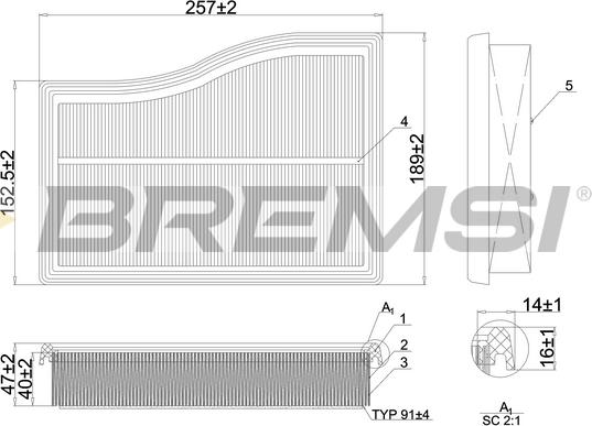 Bremsi FA1101 - Повітряний фільтр autocars.com.ua