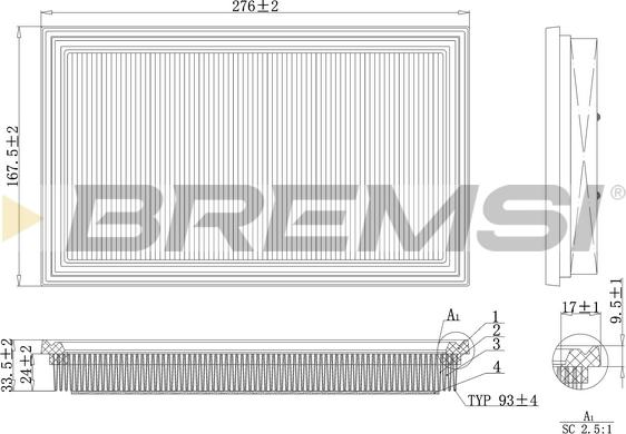 Bremsi FA1111 - Повітряний фільтр autocars.com.ua