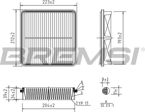 Bremsi FA1118 - Повітряний фільтр autocars.com.ua
