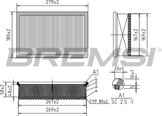 Bremsi FA1125 - Повітряний фільтр autocars.com.ua