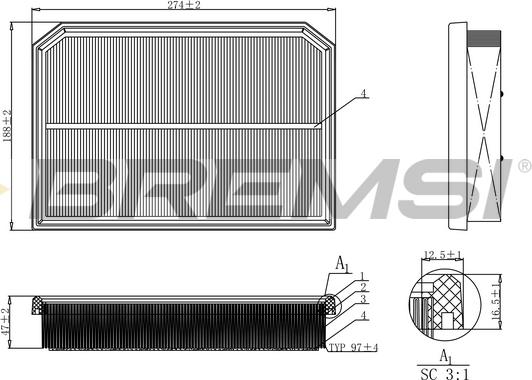 Bremsi FA1132 - Повітряний фільтр autocars.com.ua