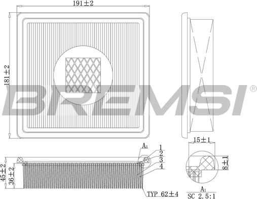 Bremsi FA1139 - Повітряний фільтр autocars.com.ua