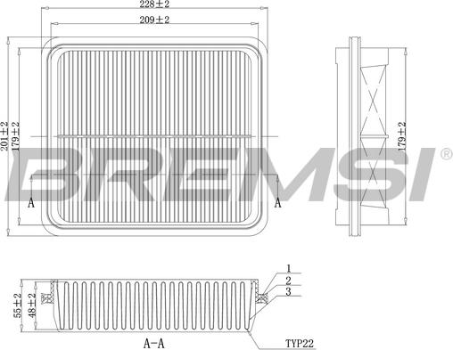 Bremsi FA1146 - Повітряний фільтр autocars.com.ua