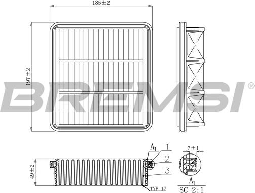 Bremsi FA1150 - Повітряний фільтр autocars.com.ua