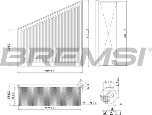 Bremsi FA1157 - Повітряний фільтр autocars.com.ua