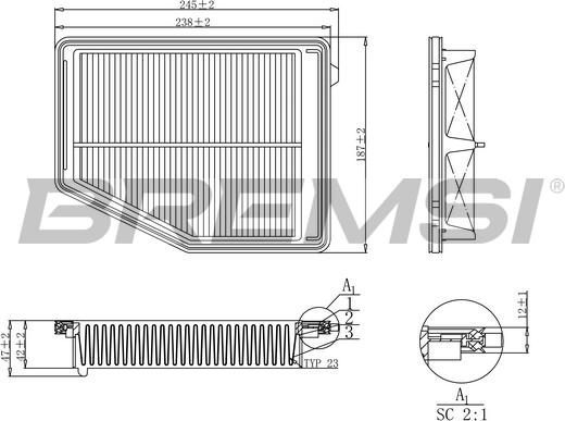 Bremsi FA1180 - Повітряний фільтр autocars.com.ua