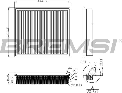 Bremsi FA1181 - Повітряний фільтр autocars.com.ua