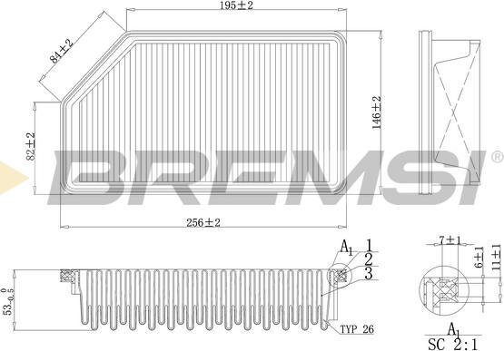 Bremsi FA1193 - Повітряний фільтр autocars.com.ua