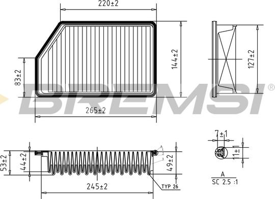 Bremsi FA1200 - Повітряний фільтр autocars.com.ua