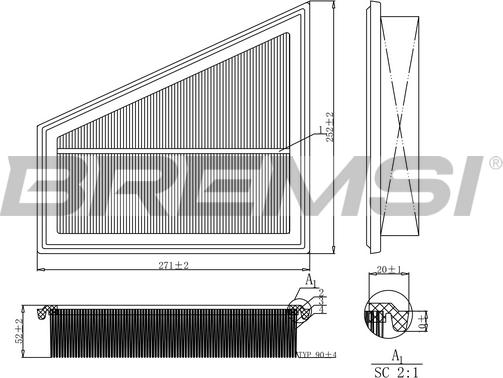 Bremsi FA1202 - Повітряний фільтр autocars.com.ua