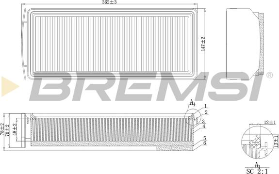 Bremsi FA1205 - Повітряний фільтр autocars.com.ua