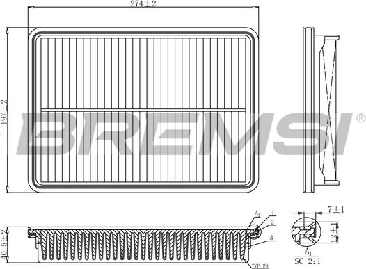 Bremsi FA1207 - Повітряний фільтр autocars.com.ua