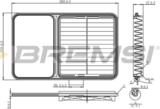 Bremsi FA1209 - Повітряний фільтр autocars.com.ua