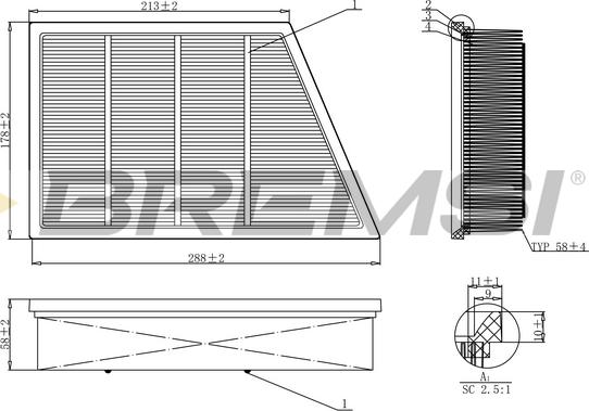 Bremsi FA1210 - Повітряний фільтр autocars.com.ua