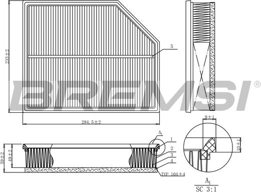 Bremsi FA1213 - Повітряний фільтр autocars.com.ua