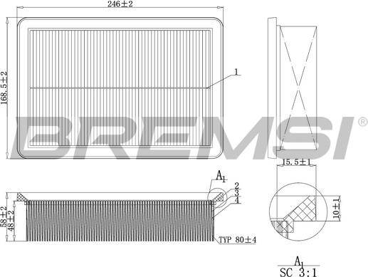 Bremsi FA1227 - Повітряний фільтр autocars.com.ua