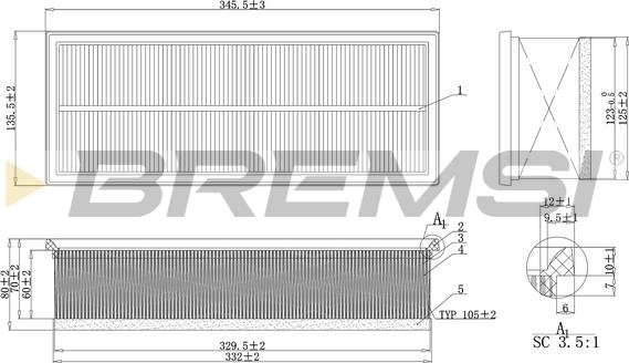 Bremsi FA1237 - Повітряний фільтр autocars.com.ua