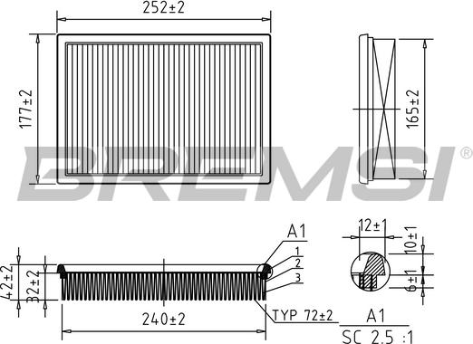 Bremsi FA1251 - Воздушный фильтр autodnr.net