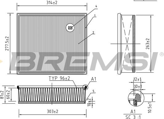 Bremsi FA1253 - Повітряний фільтр autocars.com.ua