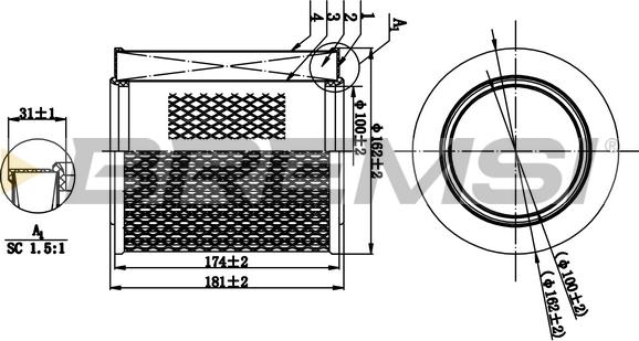 Bremsi FA1260 - Повітряний фільтр autocars.com.ua