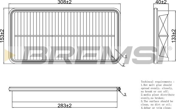 Bremsi FA1273 - Повітряний фільтр autocars.com.ua