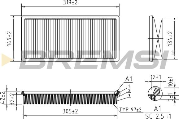 Bremsi FA1362 - Повітряний фільтр autocars.com.ua