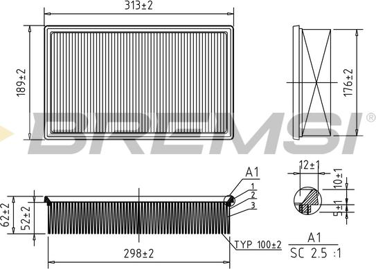 Bremsi FA1365 - Повітряний фільтр autocars.com.ua