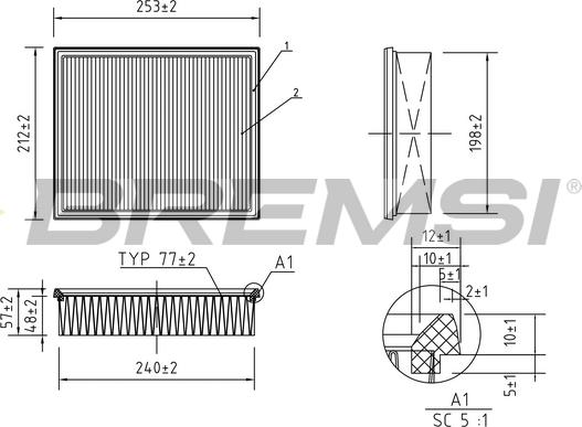 Bremsi FA1373 - Повітряний фільтр autocars.com.ua