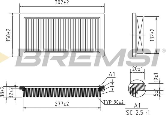 Bremsi FA1382 - Повітряний фільтр autocars.com.ua