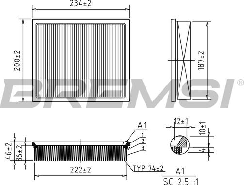 Bremsi FA1389 - Повітряний фільтр autocars.com.ua