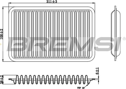 Bremsi FA1393 - Повітряний фільтр autocars.com.ua