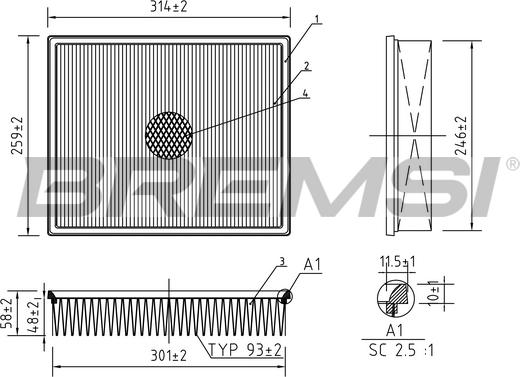 Bremsi FA1592 - Воздушный фильтр autodnr.net