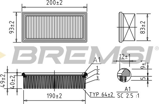 Bremsi FA1594 - Воздушный фильтр autodnr.net