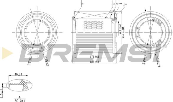 Bremsi FA1596 - Повітряний фільтр autocars.com.ua