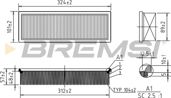 Bremsi FA1616 - Повітряний фільтр autocars.com.ua