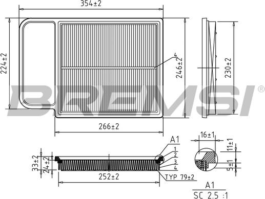 Bremsi FA1634 - Повітряний фільтр autocars.com.ua