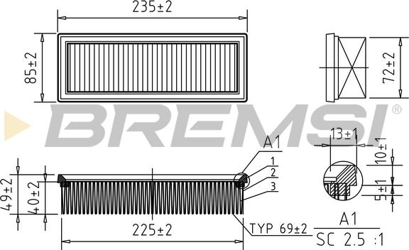 Bremsi FA1640 - Воздушный фильтр autodnr.net